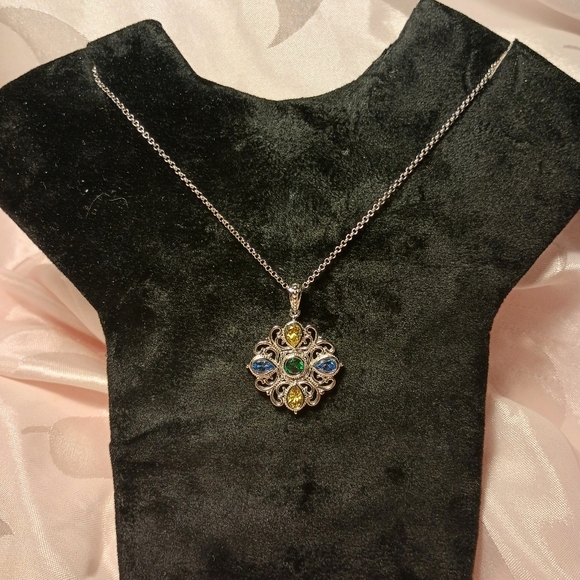 JTV Jewelry - Rhodium Bella Luce Diamond Simulant Necklace .925 Sterling Silver Chain